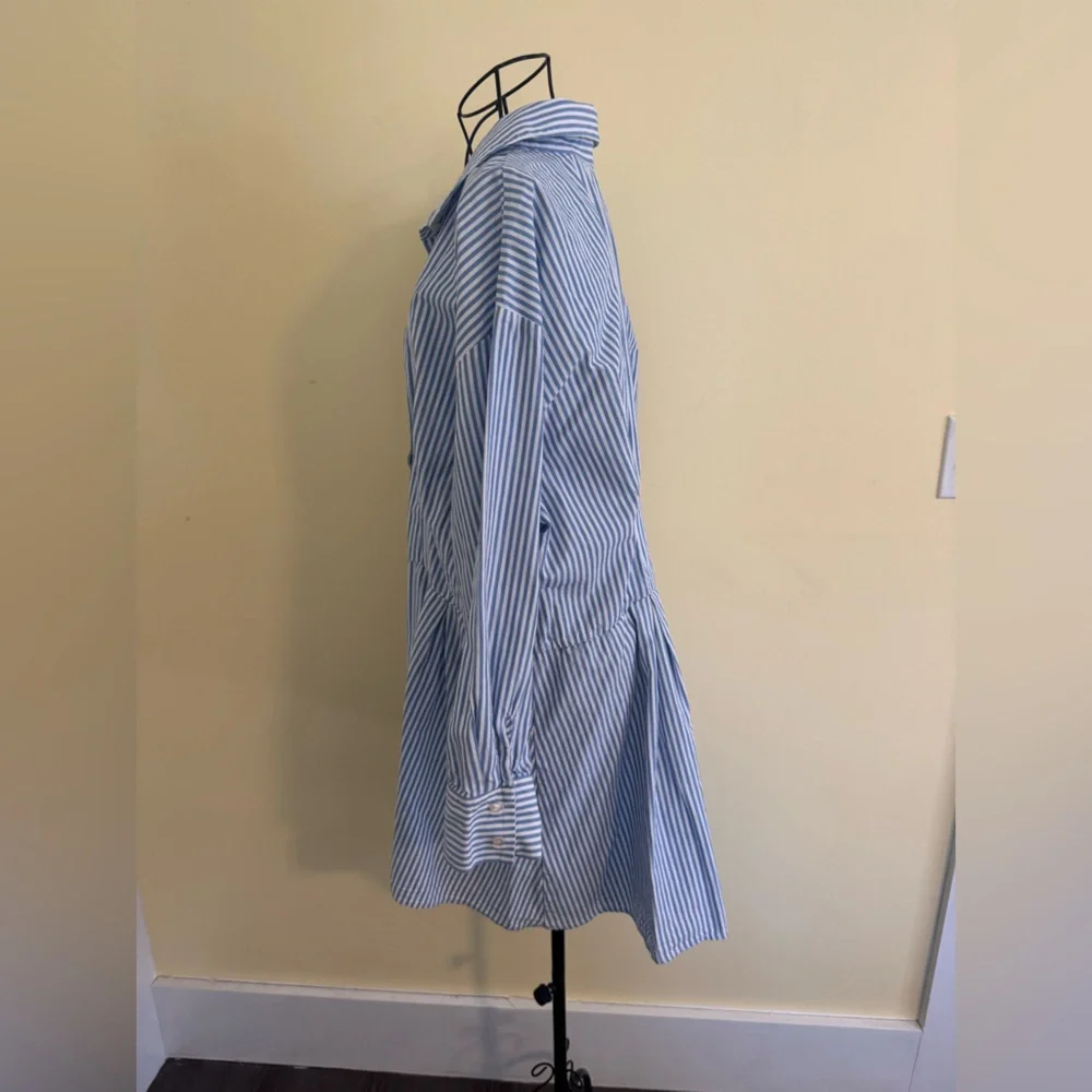 Abercrombie & Fitch Striped Pleated Button-Down Shirt Dress Size XL - Picture 3 of 6